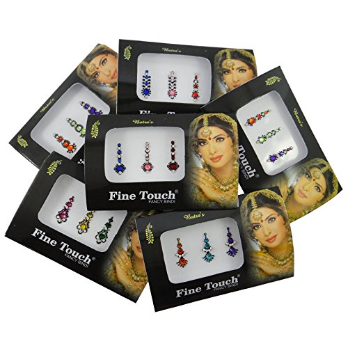 Banithani 6 Stück Sortiert Verschiedenen Mehrfarben Bindi Voller Pakete Neue Tätowierungen Sticker Tikka von Banithani
