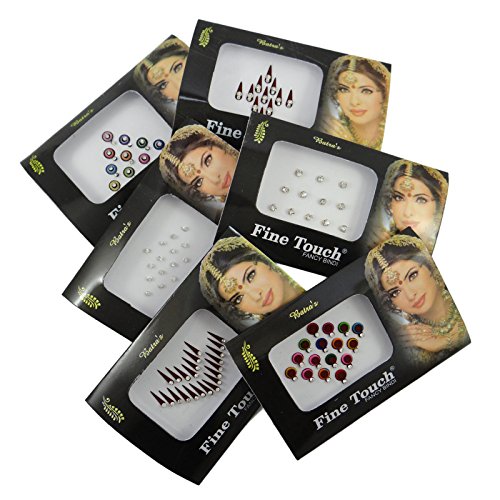 Banithani 6 Stück Sortiert Verschiedenen Mehrfarben Bindi Voller Pakete Neue Tätowierungen Sticker Tikka von Banithani