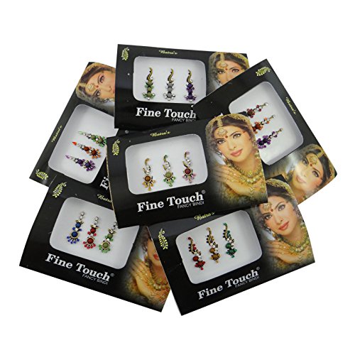 Banithani 6 Stück Sortiert Verschiedenen Mehrfarben Bindi Voller Pakete Neue Tätowierungen Sticker Tikka von Banithani