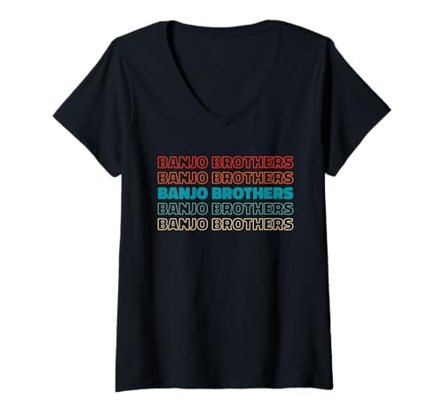 Damen Banjo Bluegrass Fingerpicking - Saiteninstrument Banjo T-Shirt mit V-Ausschnitt von Banjo Geschenke & Ideen