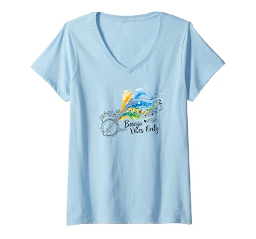 Damen Banjo Vibes Only, Künstler, Musiker, Orchesterkunst T-Shirt mit V-Ausschnitt Damen Banjo Vibes Only, Künstler, Musiker, Orchesterkunst T-Shirt mit V-Ausschnitt von Banjo Player Orchestra Recital Musician Design