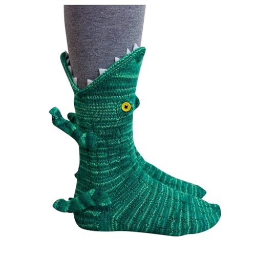 Bankeep Damen Strick Bodensocken Lustige Socken Warme Wintersocken mode Cartoon Bestickte Sportsocken Gestrickte Tier Hai Krokodilform Socken Bettsocken Anti-Rutsch-Strickpullover Haushalt Socken von Bankeep