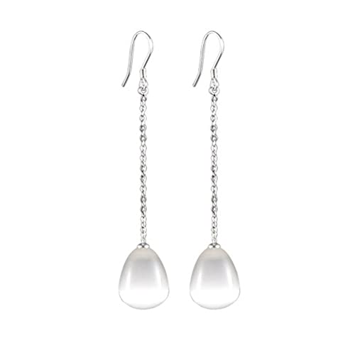 Ohrring-Kette, Länge, S925-Silber, handeingelegte künstliche Opal-Ohrringe (weiß, Einheitsgröße) von BankiE