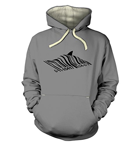 Banksy Barcode Shark Premium Hoodie, Dusty Grey, XL (Brust 124.5 cm) von Banksy By Big Mouth