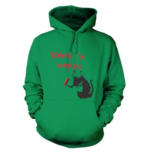 Banksy Because I'm Worthless Rat Hoodie Gr. X-Large, kelly green von Banksy By Big Mouth