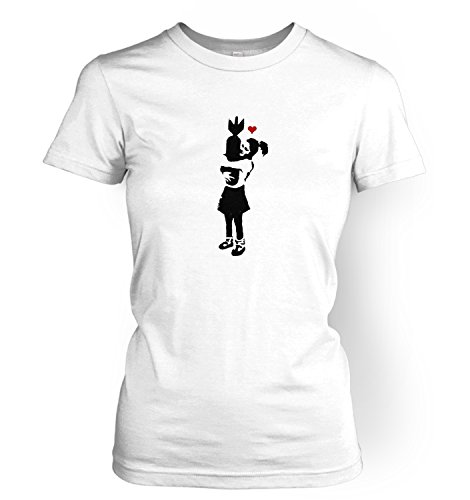 Banksy Damen T-Shirt Bomb Hugger Gr. X-Small, weiß von Banksy By Big Mouth