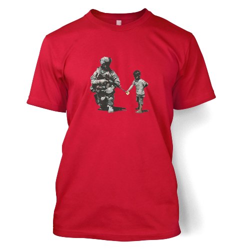 Banksy Flower Soldat T-Shirt Gr. Medium, rot von Banksy By Big Mouth