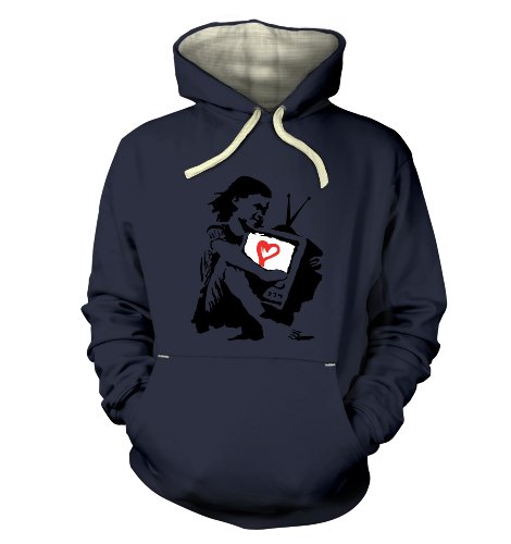 Banksy Mädchen Hugging TV Premium Hoodie Gr. X-Large, denim von Banksy By Big Mouth
