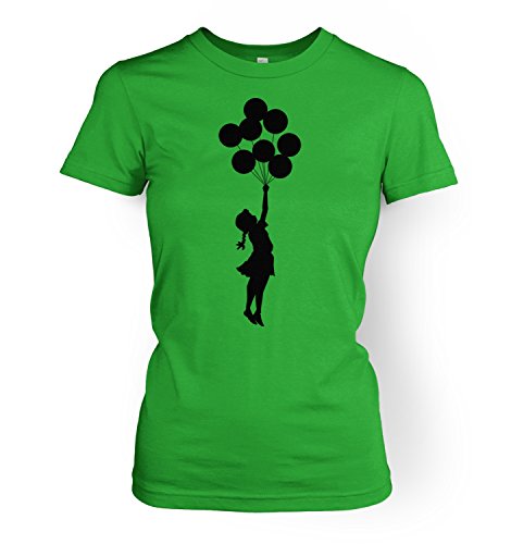 Banksy Palästinensische Ballonmädchen Damen T-Shirt Gr. Medium, Grün - Irish Green von Banksy By Big Mouth