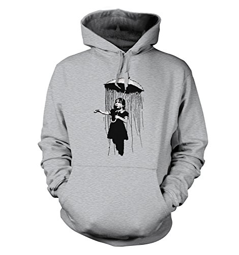 Banksy Umbrella Girl Nola Hoodie, grau meliert, Large (40") von Banksy By Big Mouth