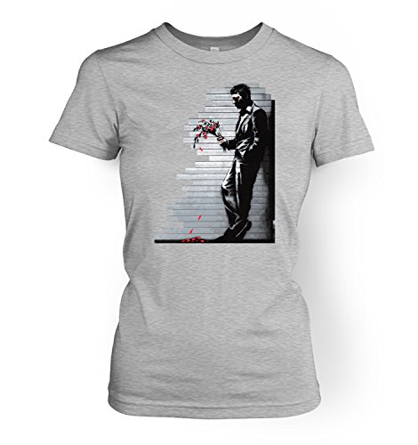 Banksy Waiting In Vain... At The Door Of The Club Damen T-Shirt - Sport Grey, Grau - Sport Grey von Banksy By Big Mouth