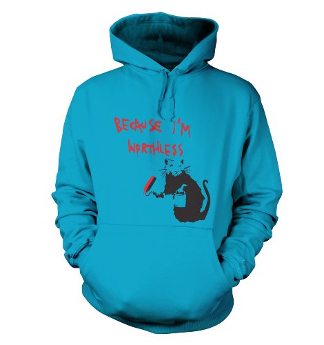 Because I'm Worthless Banksy Erwachsene Hoodie Gr. XXL (132 cm), Saphirblau von Banksy PP