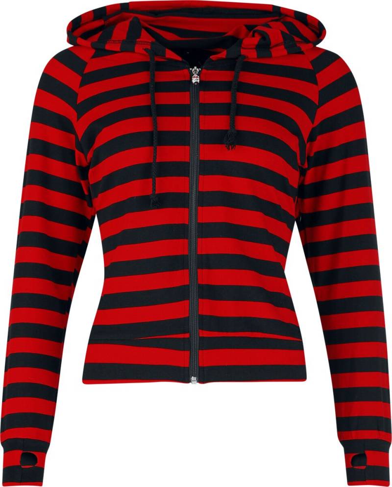Banned Alternative Cat Ears Striped Hoodie Kapuzenpullover schwarz rot in XL von Banned Alternative