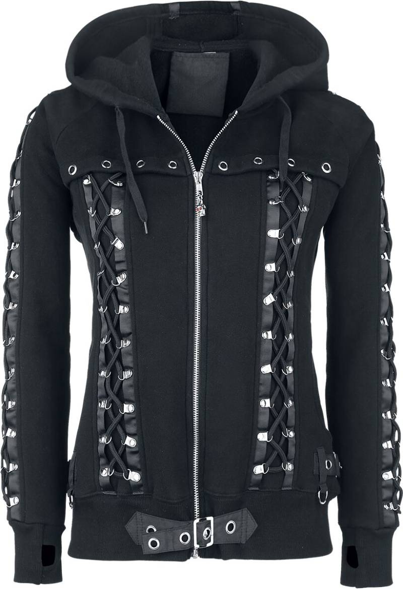 Banned Alternative Corset Hoodie Kapuzenjacke schwarz in XXL von Banned Alternative