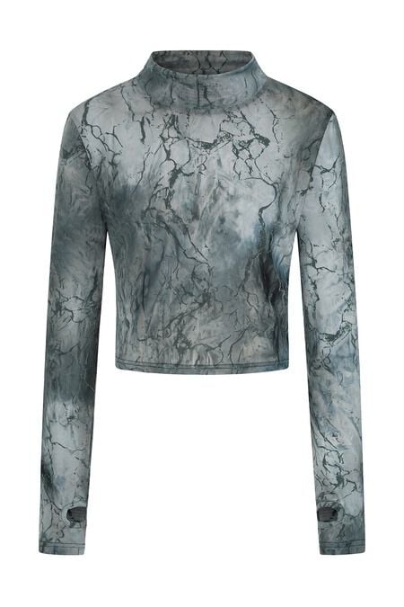 Banned Alternative Dysnomia Top Langarmshirt grau blau in L von Banned Alternative