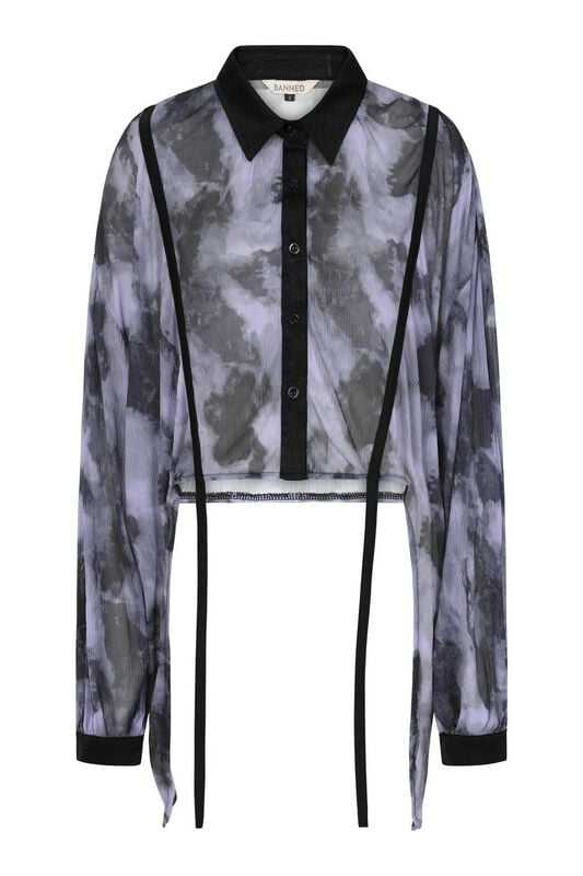 Banned Alternative - Gothic Bluse - Selene Mesh Blouse - XS bis XXL - für Damen - Größe XS - schwarz/lila von Banned Alternative