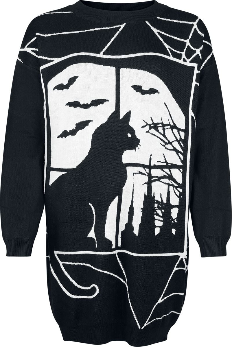 Banned Alternative - Gothic Kleid knielang - Lunaire Knit Dress - S bis 4XL - für Damen - Größe XXL - schwarz/weiß Banned Alternative - Gothic Kleid knielang - Lunaire Knit Dress - S bis 4XL - für Damen - Größe XXL - schwarz/weiß von Banned Alternative