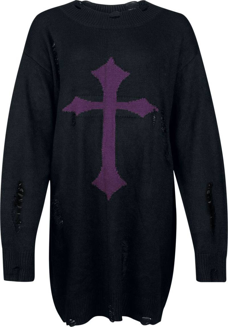 Banned Alternative - Gothic Kleid knielang - Skadi Knit Dress - S bis 4XL - für Damen - Größe XL - schwarz/lila Banned Alternative - Gothic Kleid knielang - Skadi Knit Dress - S bis 4XL - für Damen - Größe XL - schwarz/lila von Banned Alternative