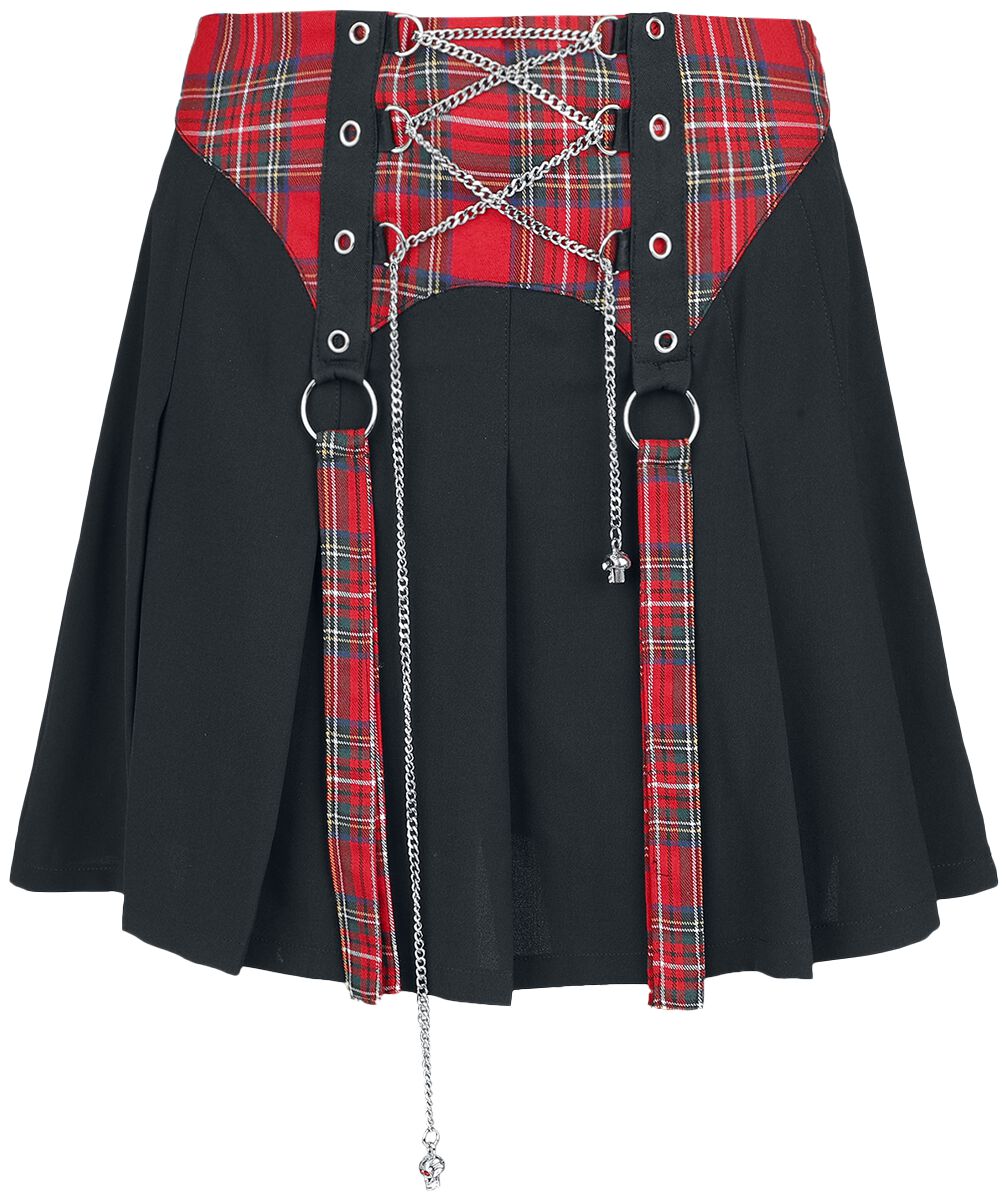 Banned Alternative - Gothic Kurzer Rock - Isadora Skirt - XS bis 4XL - für Damen - Größe 3XL - schwarz/rot von Banned Alternative