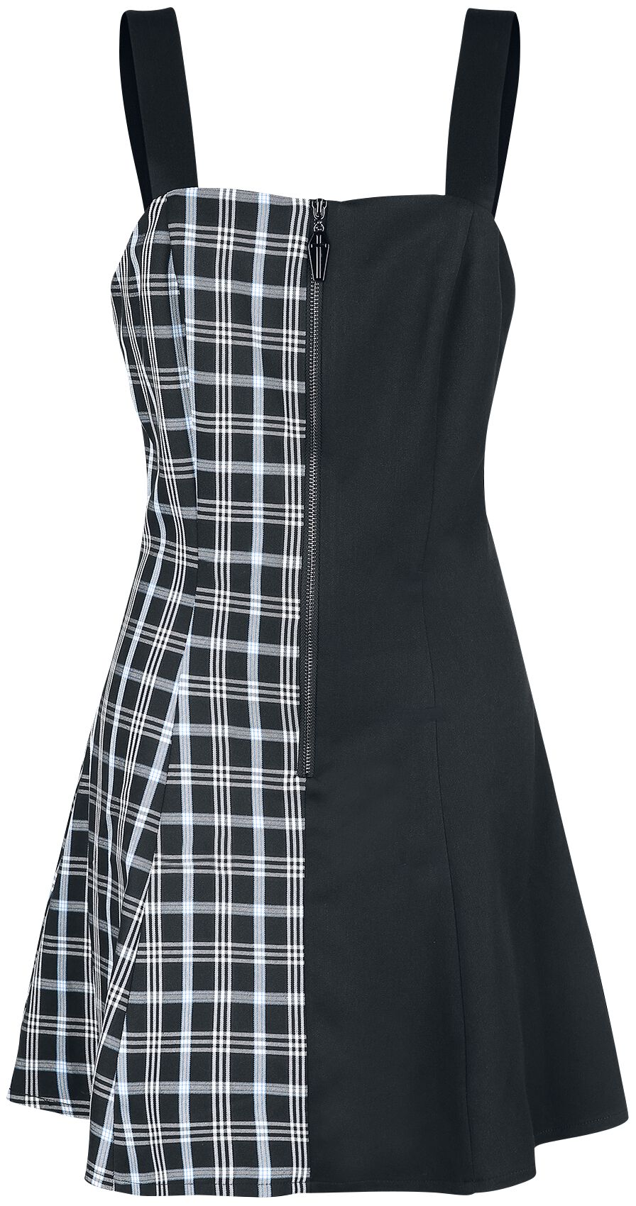 Banned Alternative - Gothic Kurzes Kleid - Death Check Dress - XS bis XXL - für Damen - Größe S - schwarz/blau von Banned Alternative