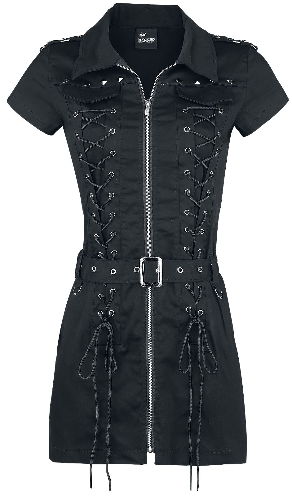 Banned Alternative - Gothic Kurzes Kleid - Mod Dress - XS bis XL - für Damen - Größe L - schwarz von Banned Alternative