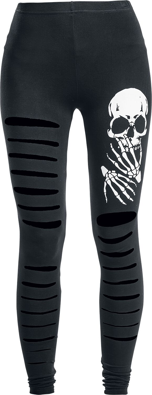 Banned Alternative - Gothic Leggings - Slashed Skull - S bis XL - für Damen - Größe M - schwarz von Banned Alternative