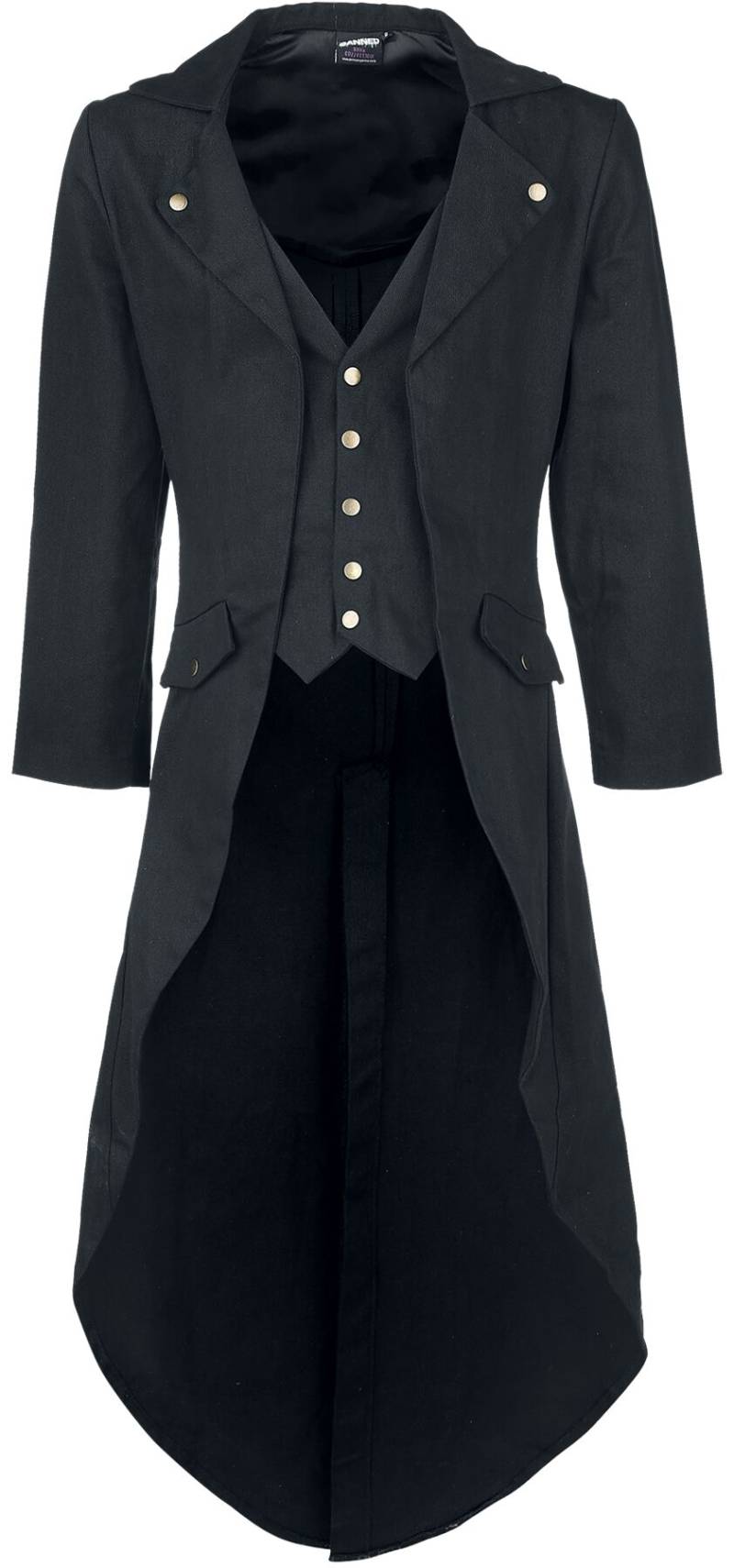 Banned Alternative - Gothic Militärmantel - Dovetail Coat - S bis 5XL - für Männer - Größe 5XL - schwarz von Banned Alternative