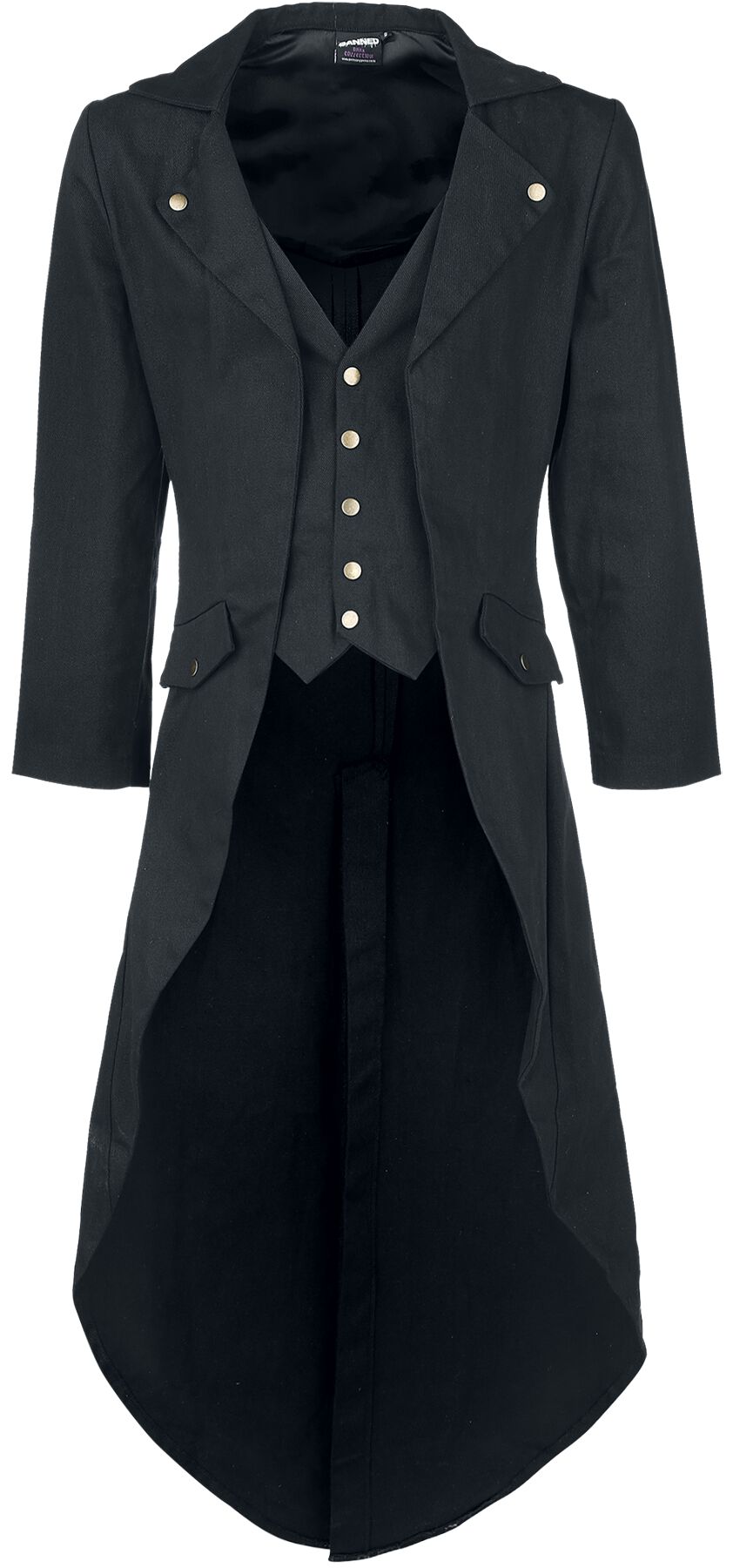 Banned Alternative - Gothic Militärmantel - Dovetail Coat - L bis 5XL - für Männer - Größe L - schwarz von Banned Alternative