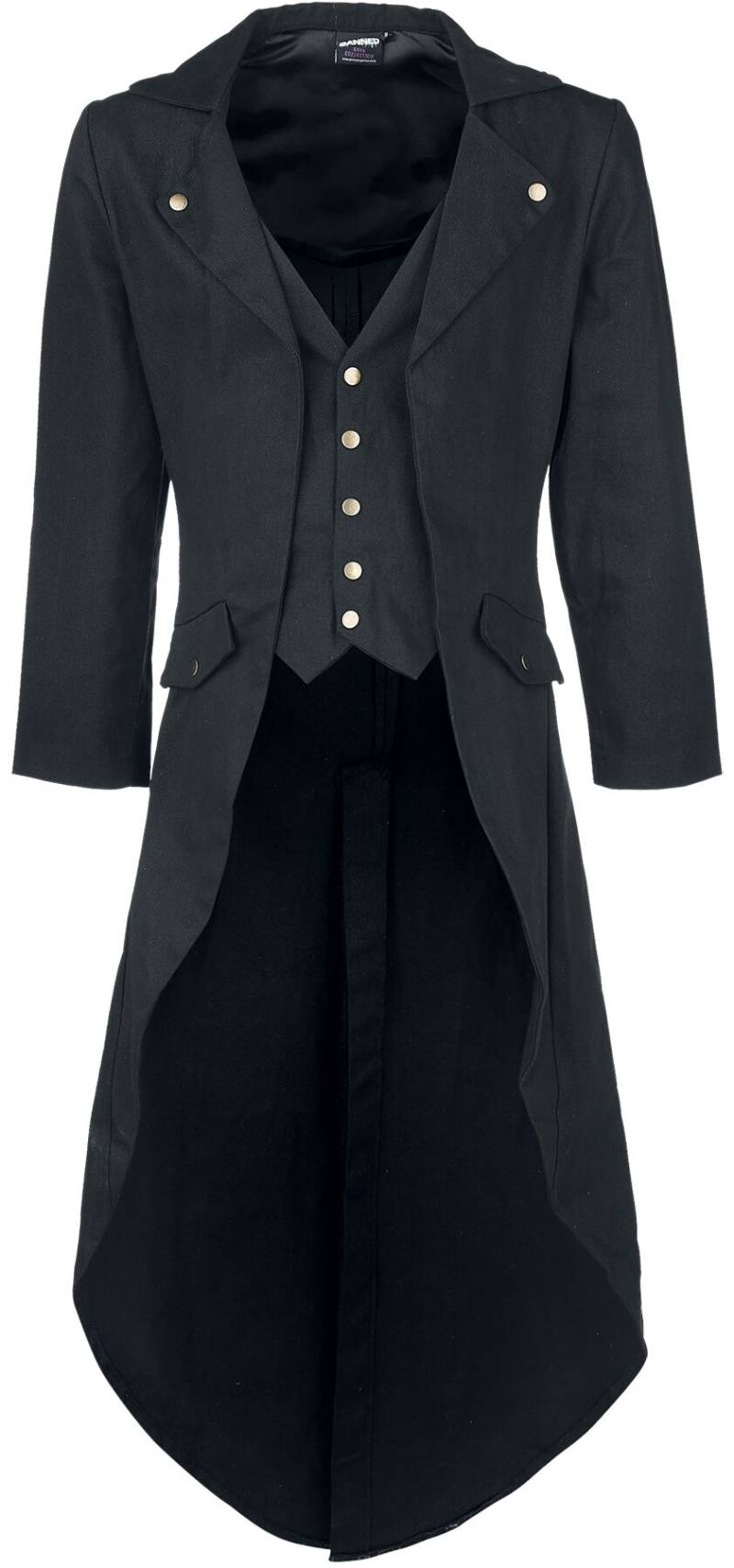 Banned Alternative - Gothic Militärmantel - Dovetail Coat - S bis 5XL - für Männer - Größe L - schwarz von Banned Alternative