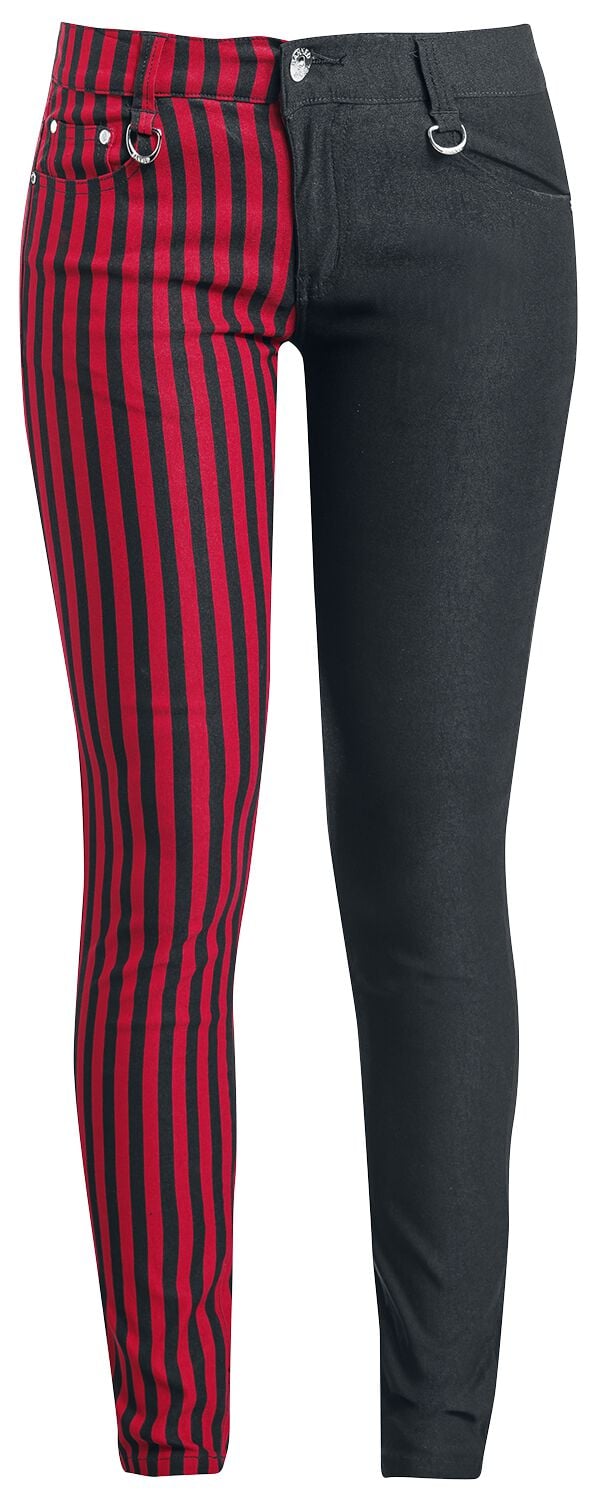 Banned Alternative - Gothic Stoffhose - Punk Trousers - W26L32 bis W34L34 - für Damen - Größe W26L32 - schwarz/rot von Banned Alternative