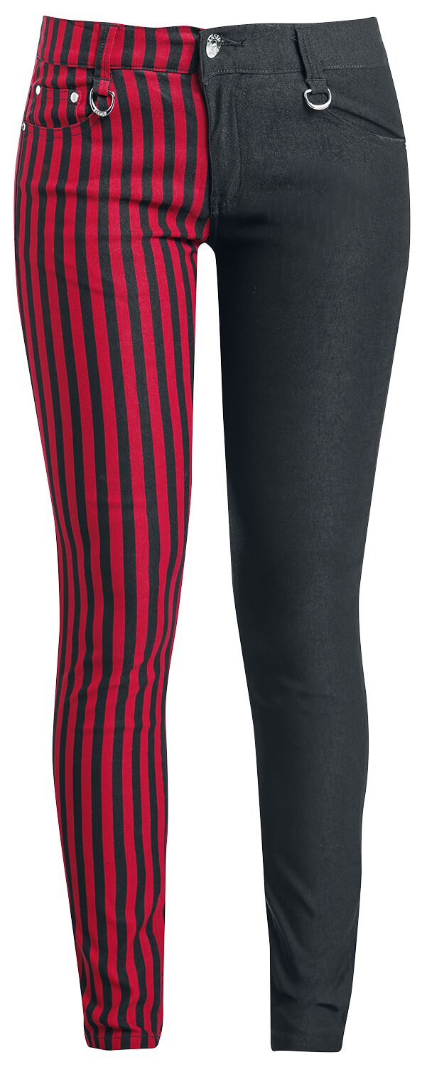 Banned Alternative - Gothic Stoffhose - Punk Trousers - W26L32 bis W34L34 - für Damen - Größe W30L34 - schwarz/rot von Banned Alternative