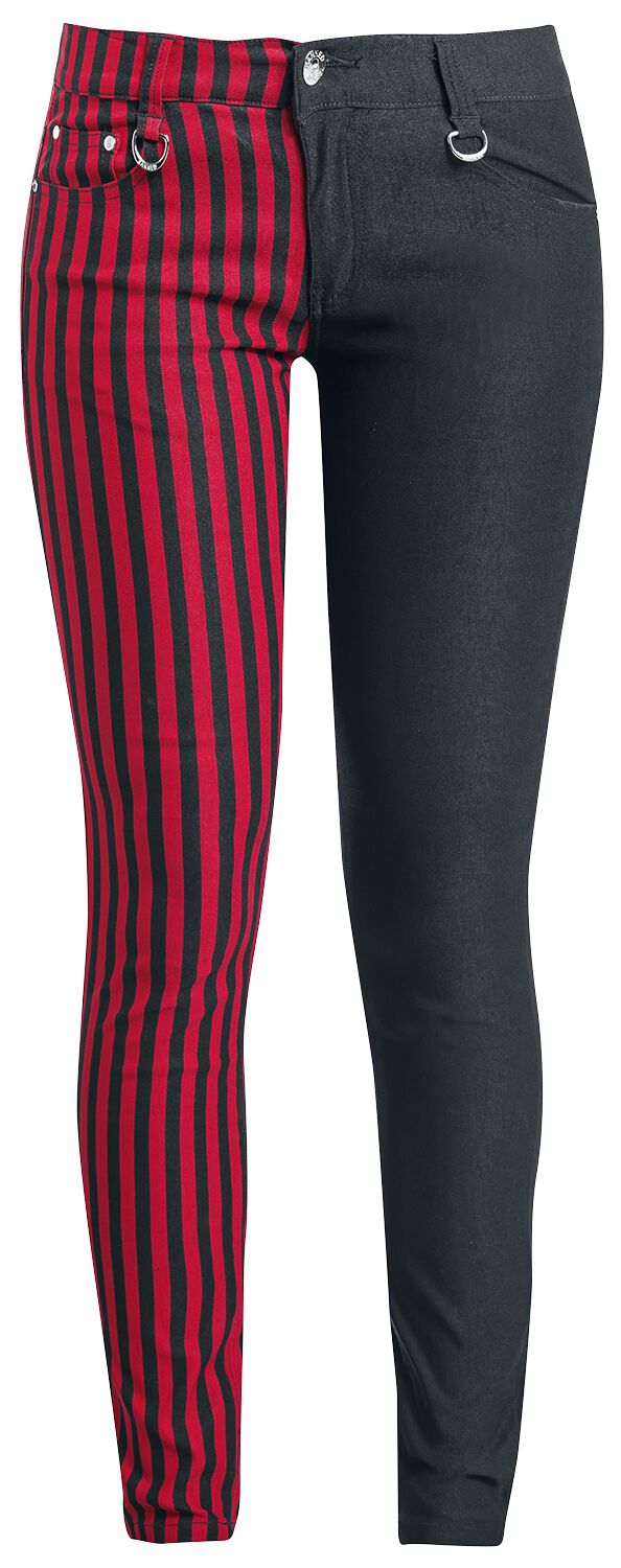 Banned Alternative - Gothic Stoffhose - Punk Trousers - W26L32 bis W34L34 - für Damen - Größe W34L34 - schwarz/rot von Banned Alternative