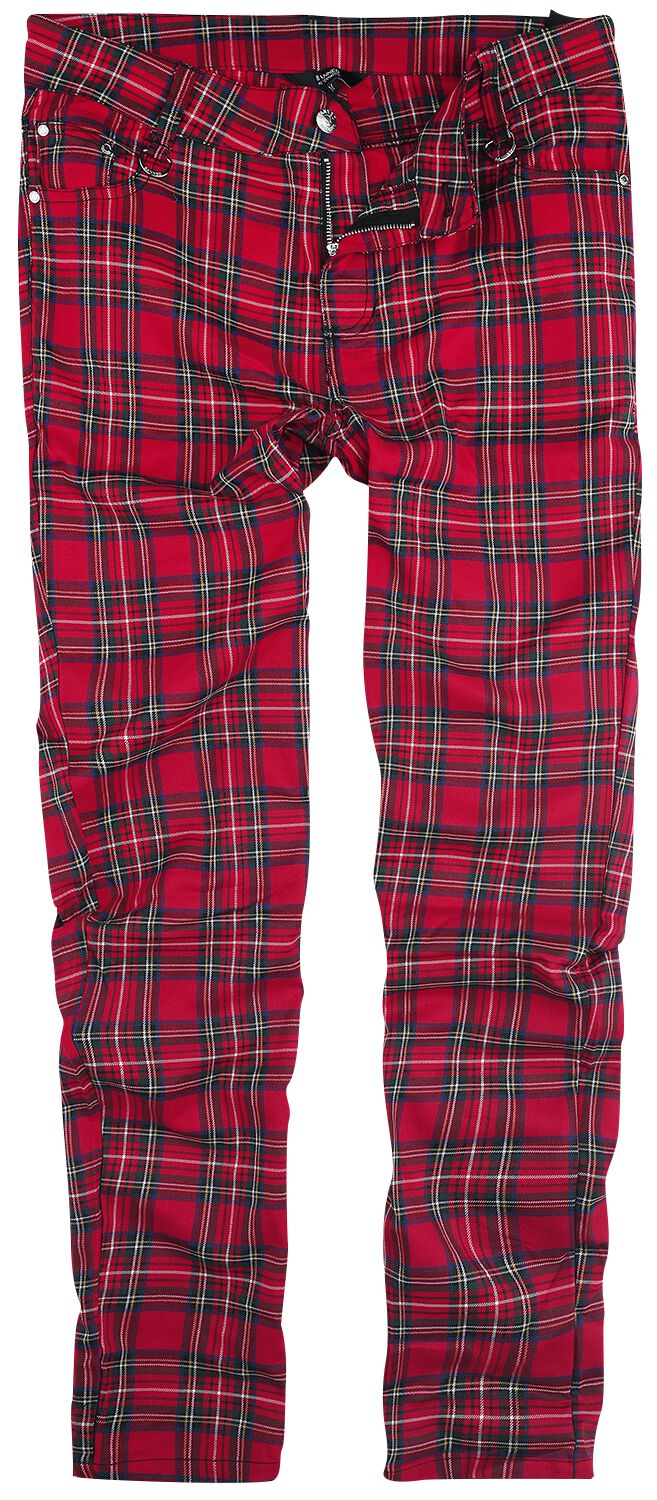 Banned Alternative - Gothic Stoffhose - Tartan Pants - S bis XXL - für Männer - Größe S - rot von Banned Alternative