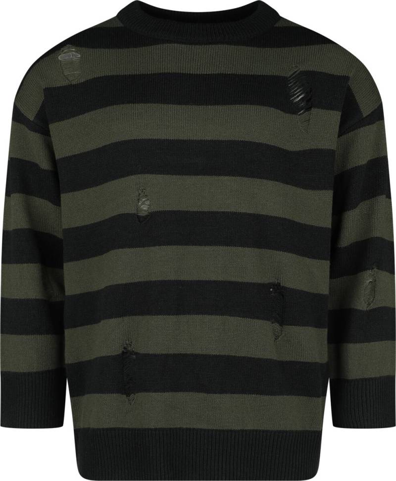 Banned Alternative - Gothic Strickpullover - Striped Knit Sweater - S bis XXL - für Männer - Größe M - grün/schwarz von Banned Alternative