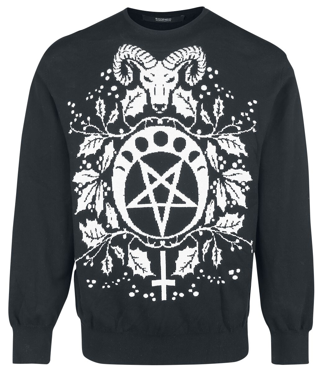Banned Alternative - Gothic Weihnachtspullover - Pentagram Sweater - S bis XXL - für Männer - Größe XL - schwarz Banned Alternative - Gothic Weihnachtspullover - Pentagram Sweater - S bis XXL - für Männer - Größe XL - schwarz von Banned Alternative