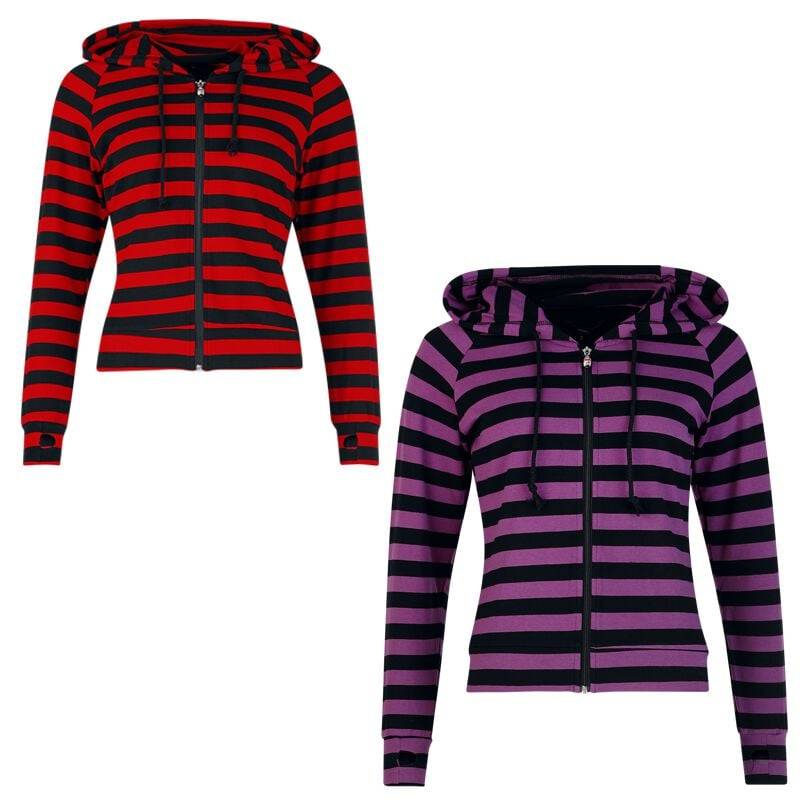 Banned Alternative Kapuzenjacke - Striped Girl Hoodie Bundle - M bis L - für Damen - Größe M - multicolor von Banned Alternative