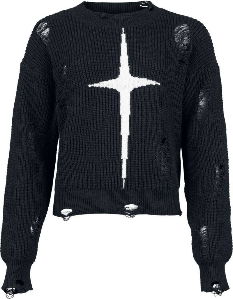 Banned Alternative Kara Vex Jumper Strickpullover schwarz weiß in 4XL von Banned Alternative