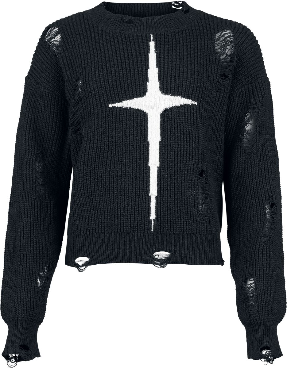 Banned Alternative Kara Vex Jumper Strickpullover schwarz weiß in M von Banned Alternative
