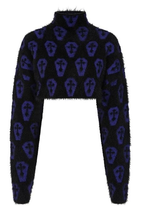 Banned Alternative Lyric Jumper Strickpullover schwarz lila in M von Banned Alternative
