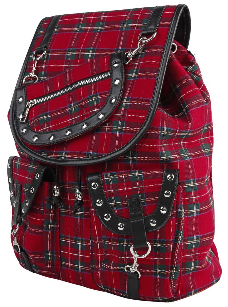 Banned Alternative Red Tartan Backpack Rucksack schwarz rot von Banned Alternative