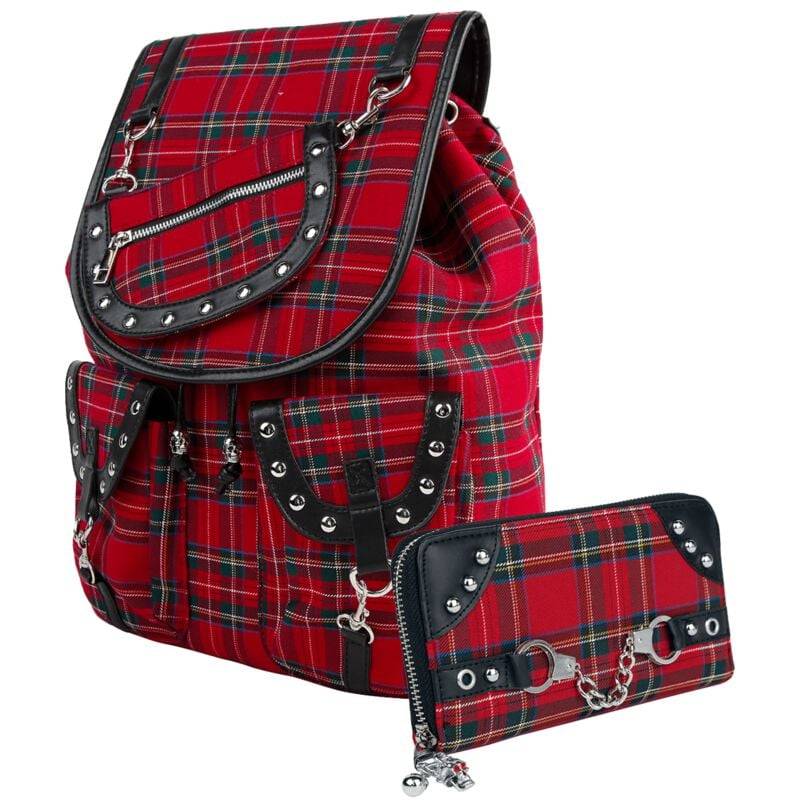 Banned Alternative Red Tartan - Bundle Rucksack schwarz rot von Banned Alternative