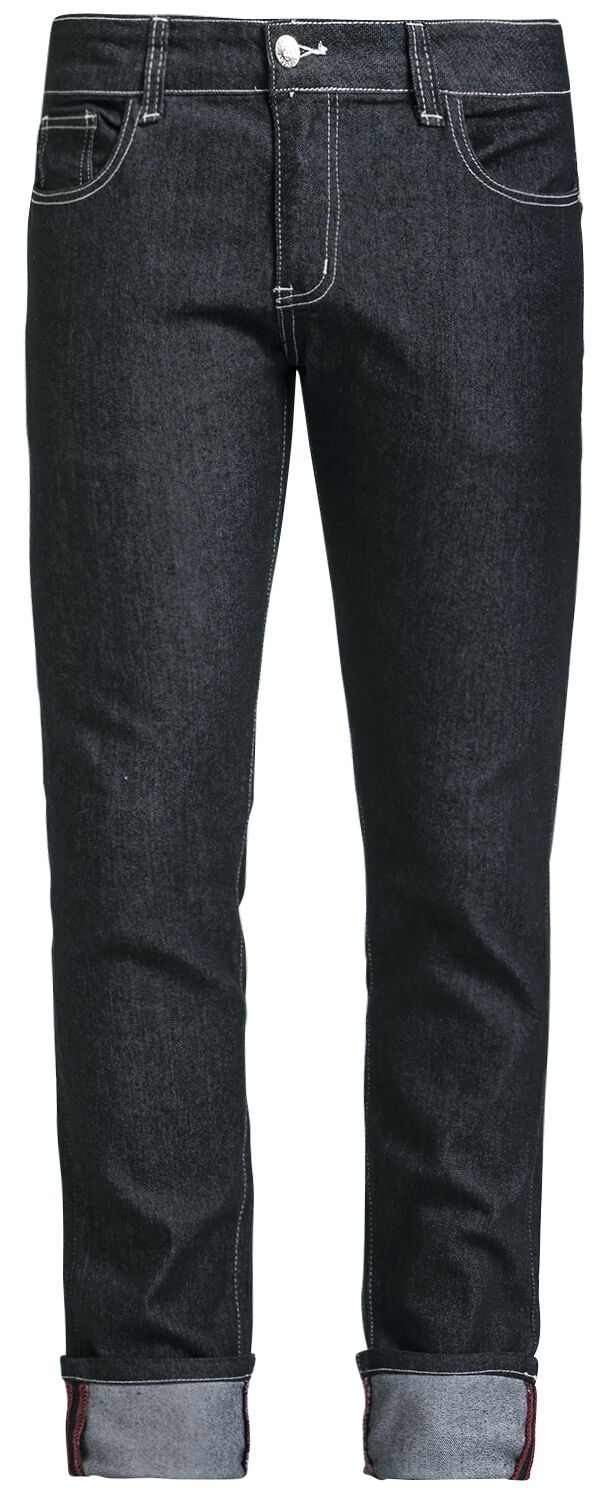 Banned Alternative - Rockabilly Jeans - Rockabilly Slim - W30L32 bis W38L34 - für Männer - Größe W34L34 - schwarz von Banned Alternative