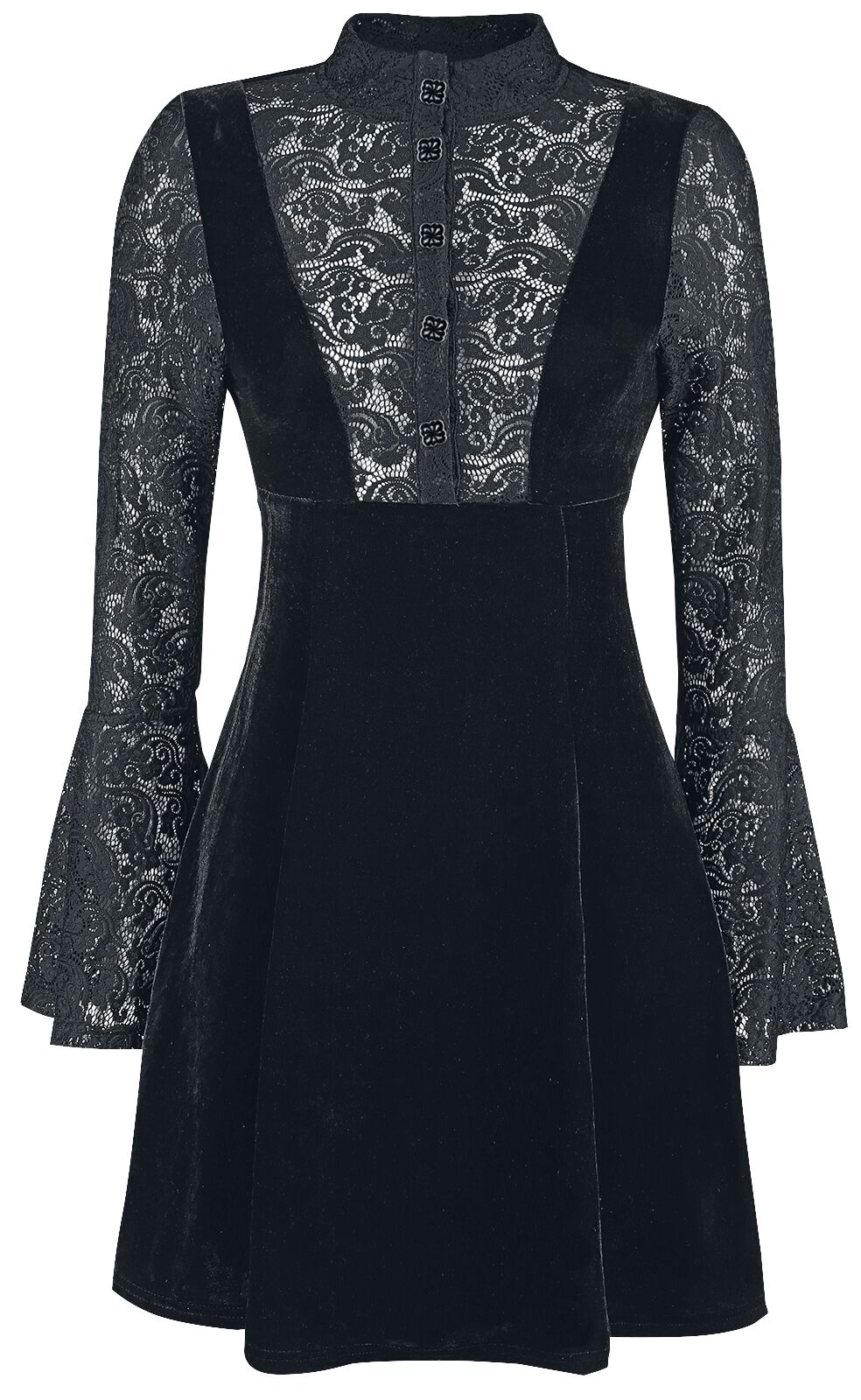 Banned Alternative - Rockabilly Kurzes Kleid - Velvet and Lace - XS bis 3XL - für Damen - Größe XS - schwarz von Banned Alternative