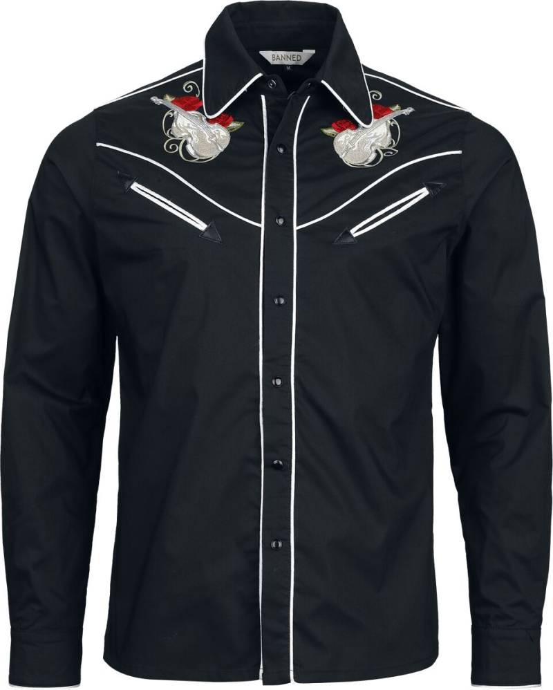 Banned Alternative - Rockabilly Langarmhemd - Rockabilly Bass - M bis XXL - für Männer - Größe L - schwarz Banned Alternative - Rockabilly Langarmhemd - Rockabilly Bass - M bis XXL - für Männer - Größe L - schwarz von Banned Alternative