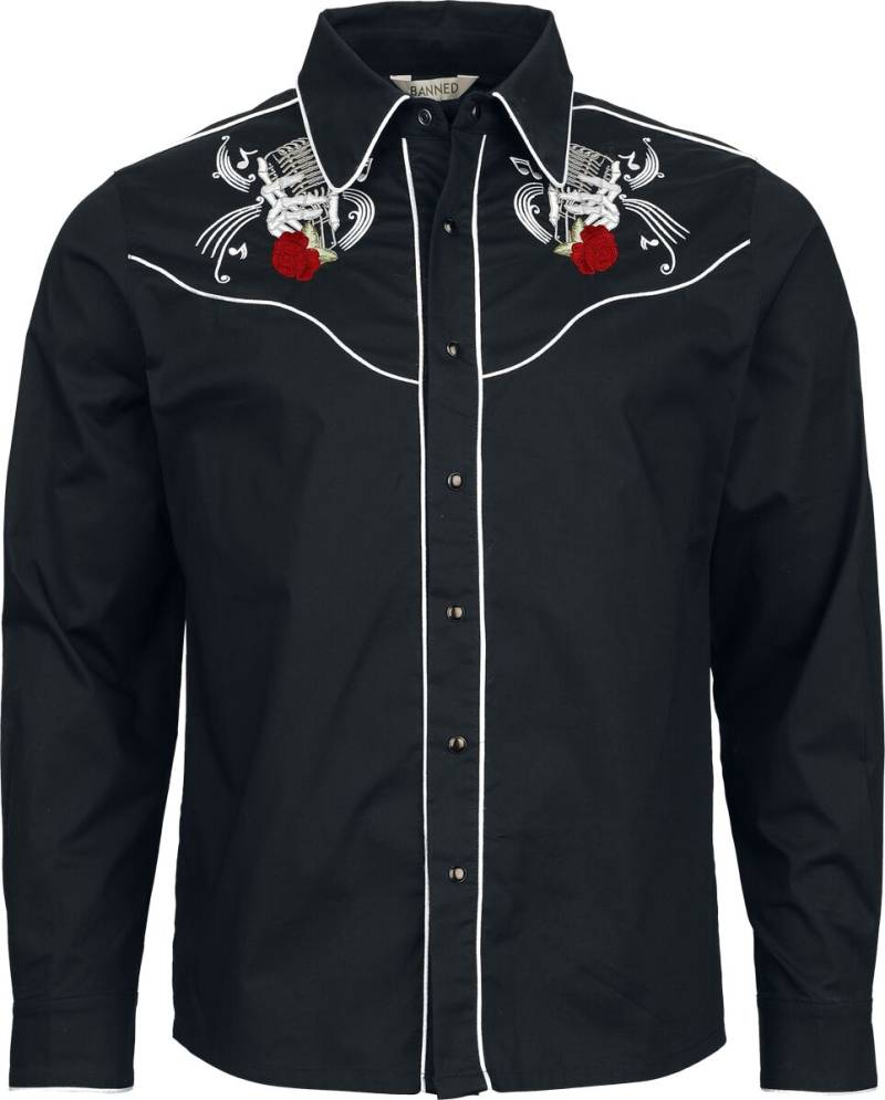 Banned Alternative Rockabilly Mic Langarmhemd schwarz in XL von Banned Alternative