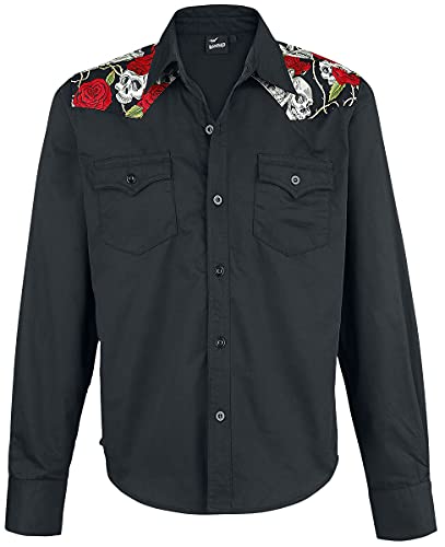 Banned Alternative Skull Rose Männer Langarmhemd schwarz XL von Banned