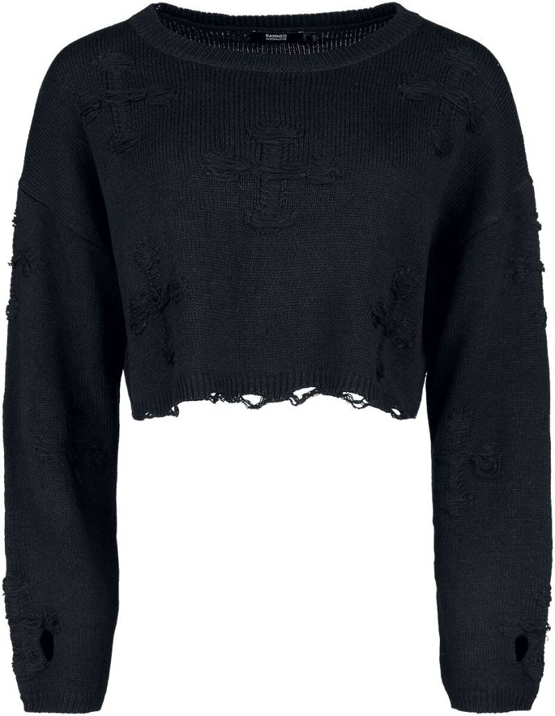 Banned Alternative Strickpullover - Onyx Bow Jumper - S bis 4XL - für Damen - Größe L - schwarz von Banned Alternative