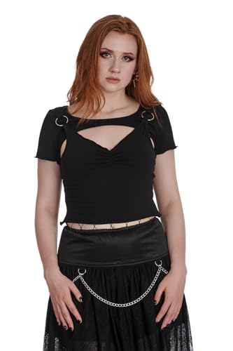 Banned Alternative Top Lunar Serenade Cut Out Ausschnitt Gothic Ringe Punk, Größe:L von Banned Alternative
