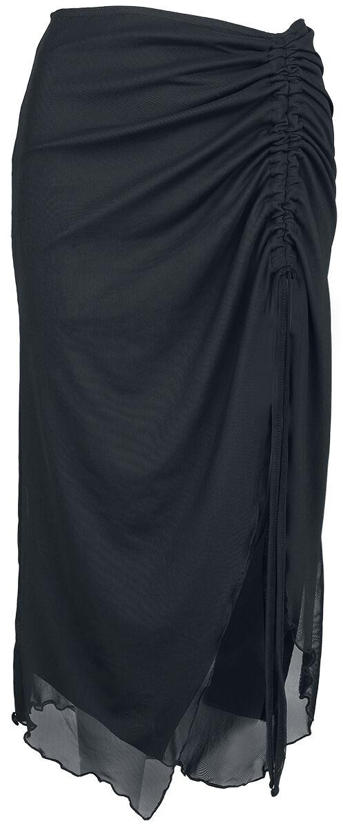 Banned Alternative Umbra Mesh Ruched Skirt Mittellanger Rock schwarz in XS von Banned Alternative