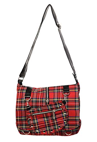 Banned Apparel Schottenkaro/kariert Schultertasche Rockabilly Schultertasche klein - rot, Small von Banned Apparel